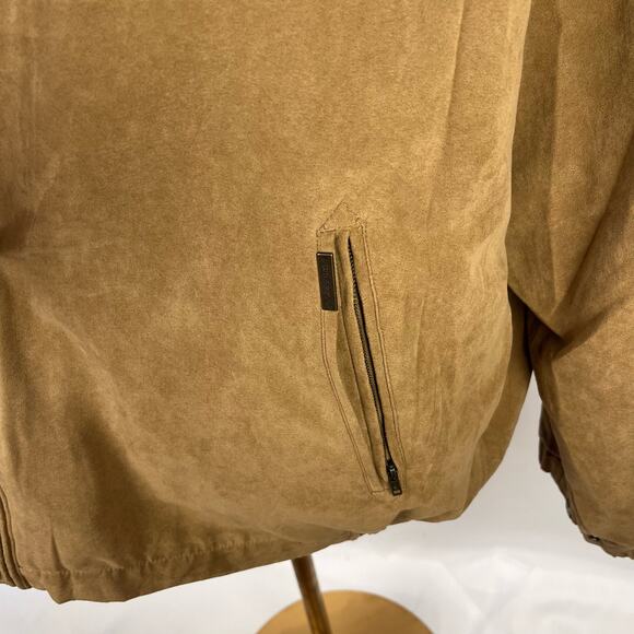 VTG WEATHERPROOF | Tan 90s Faux Suede Collard Bomber Jacket | Men's - Picture 4 of 14